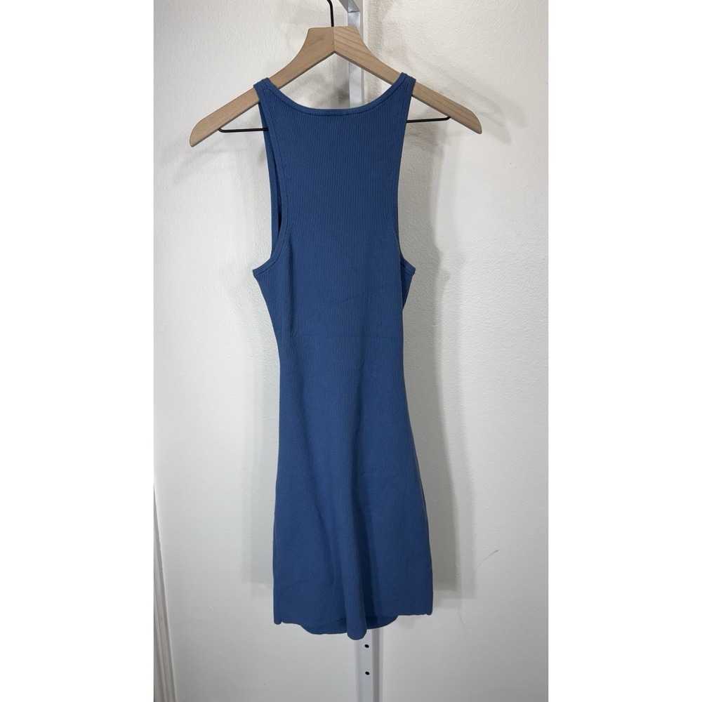 Aritzia Wilfred Free Cut-Out‎ Knit Tank Mini Dress Blue Fitted Large Bodycon - Picture 6 of 8